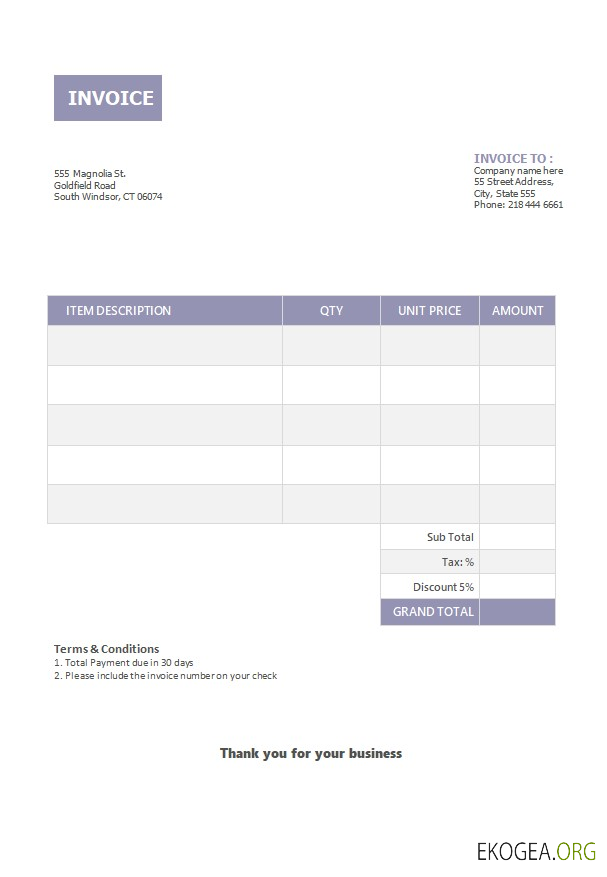Modèle de facture de base template